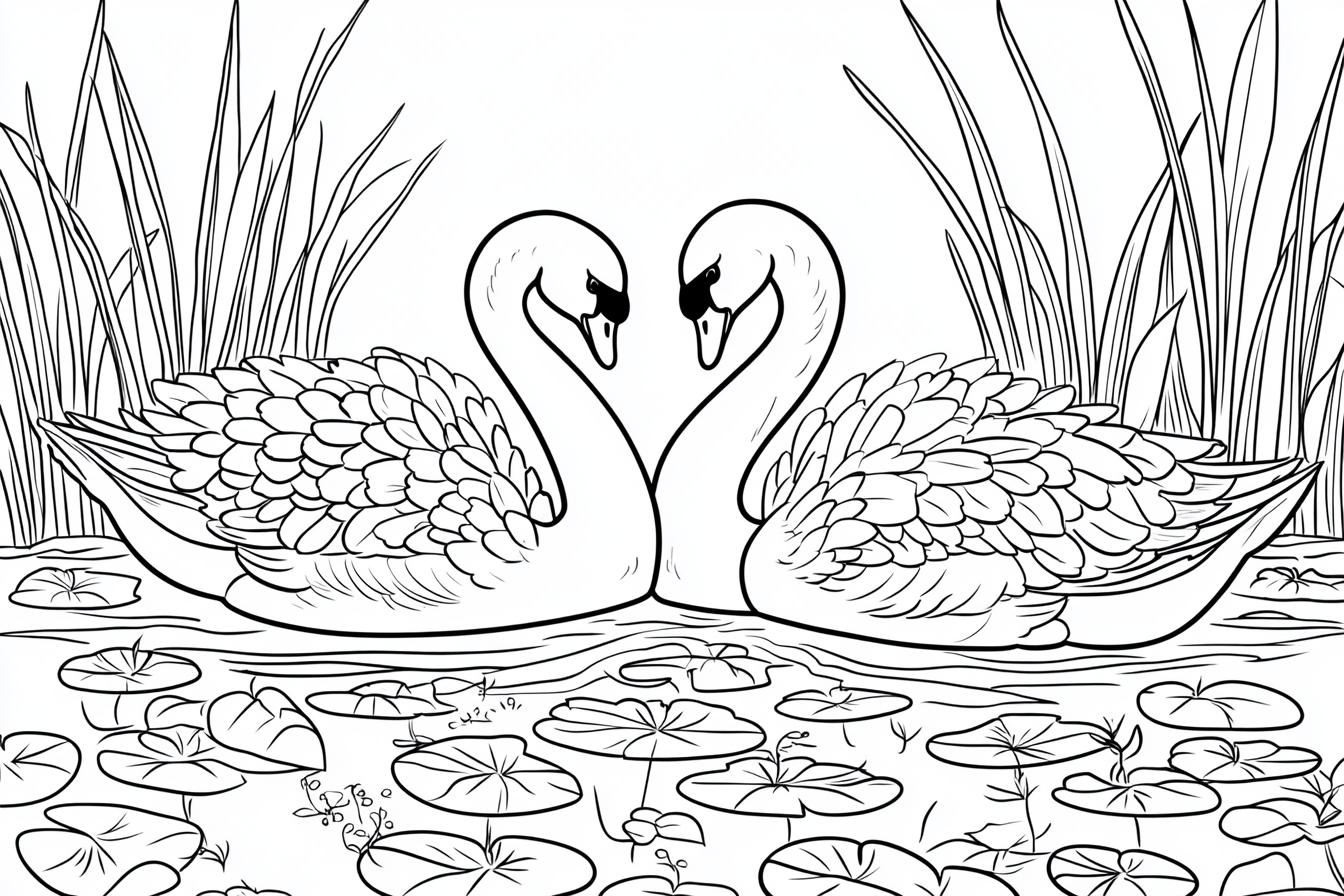 Free Printable PDF Swan Coloring Pages