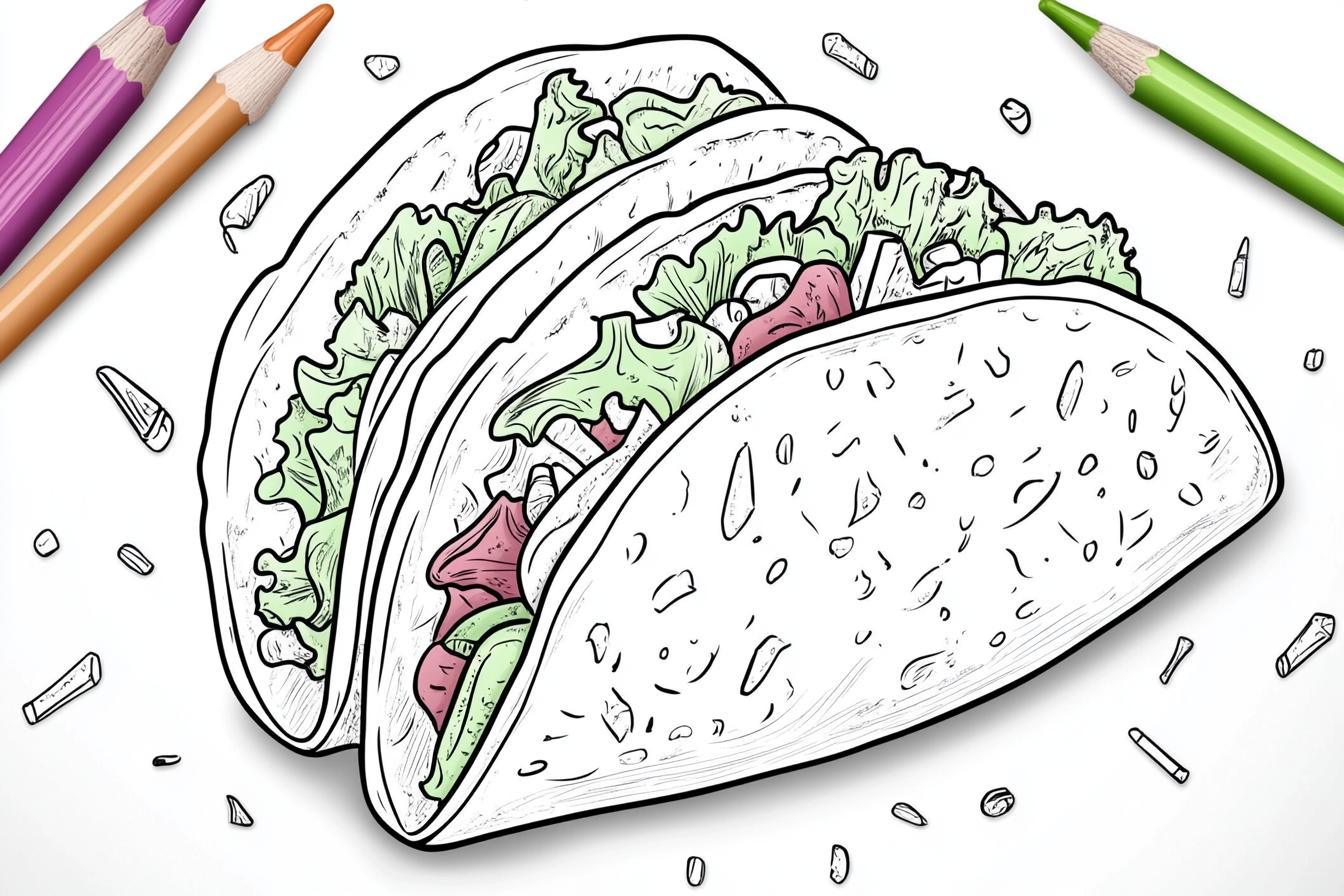 Free Printable PDF Taco Coloring Pages