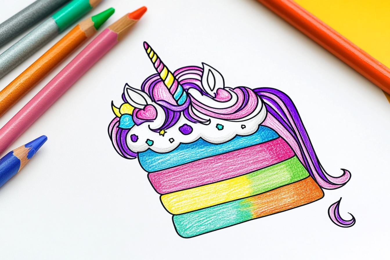 Free Printable PDF Unicorn Cake Coloring Pages