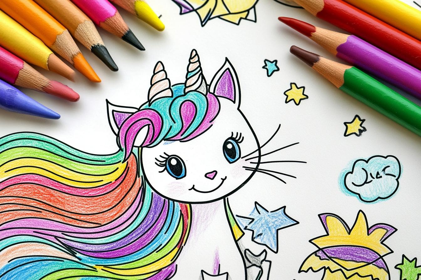 Free Printable PDF Unicorn Cat Coloring Pages