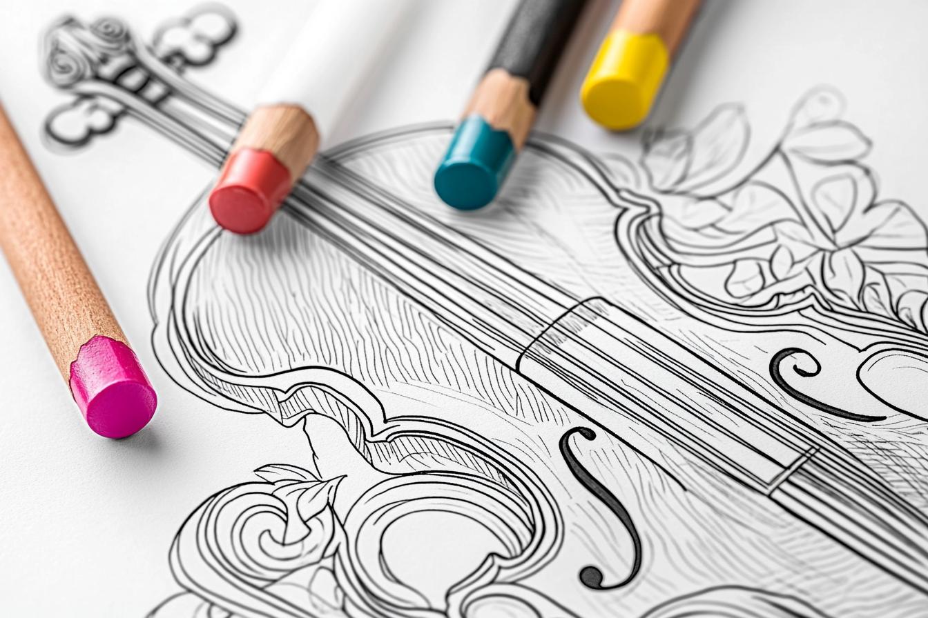 Free Printable PDF Violin Coloring Pages