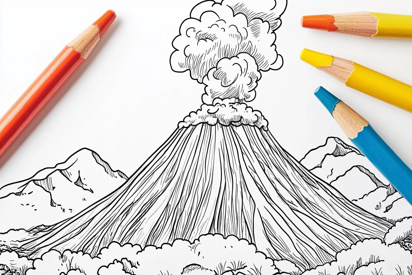 Free Printable PDF Volcano Coloring Pages