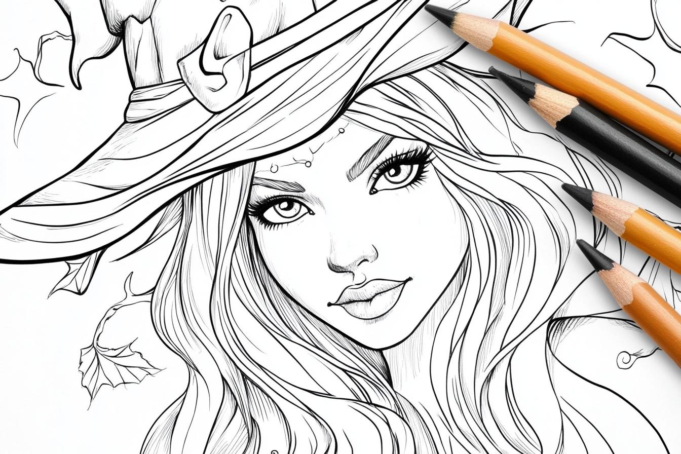 Free Printable PDF Witch Coloring Pages